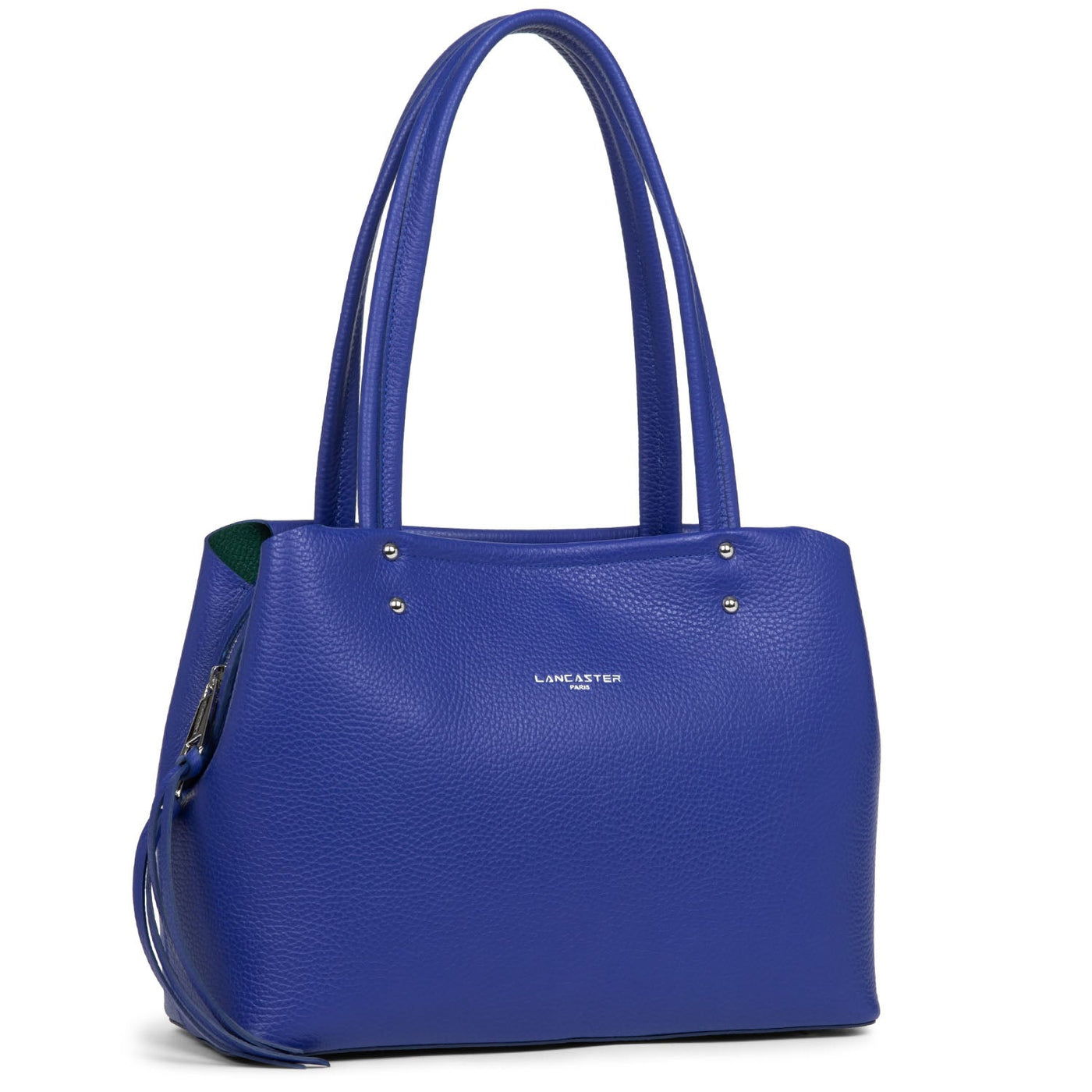 m tote bag - foulonné double #couleur_bleu-lectrique-in-vert