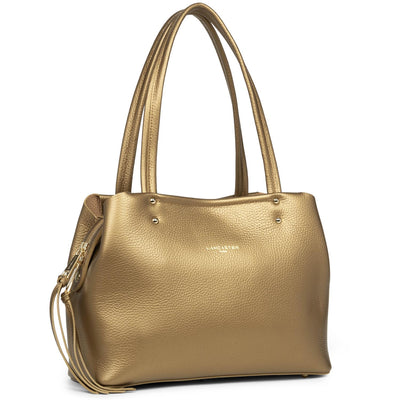 m tote bag - foulonné double #couleur_gold-antic-in-naturel