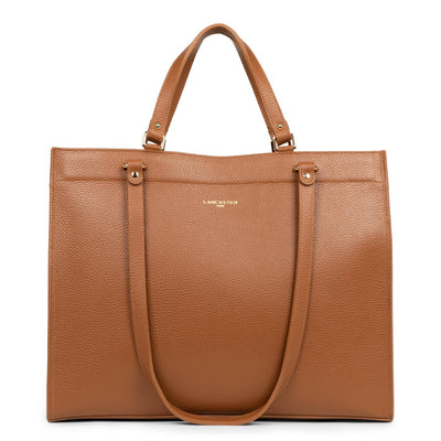 extra large tote bag - foulonné double #couleur_camel-in-orange