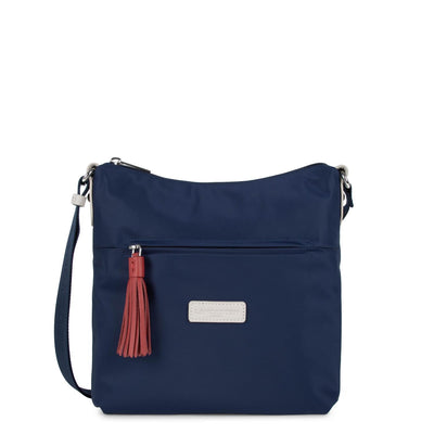 crossbody bag - basic pompon #couleur_bleu-fonc-beige-rouge