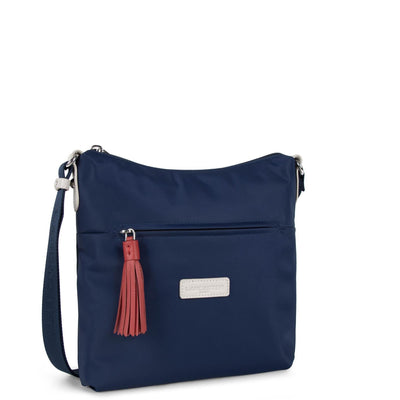 crossbody bag - basic pompon #couleur_bleu-fonc-beige-rouge