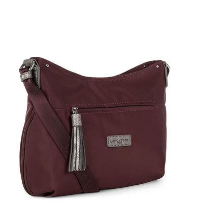 shoulder bag - basic pompon #couleur_bordeaux-gun-metal