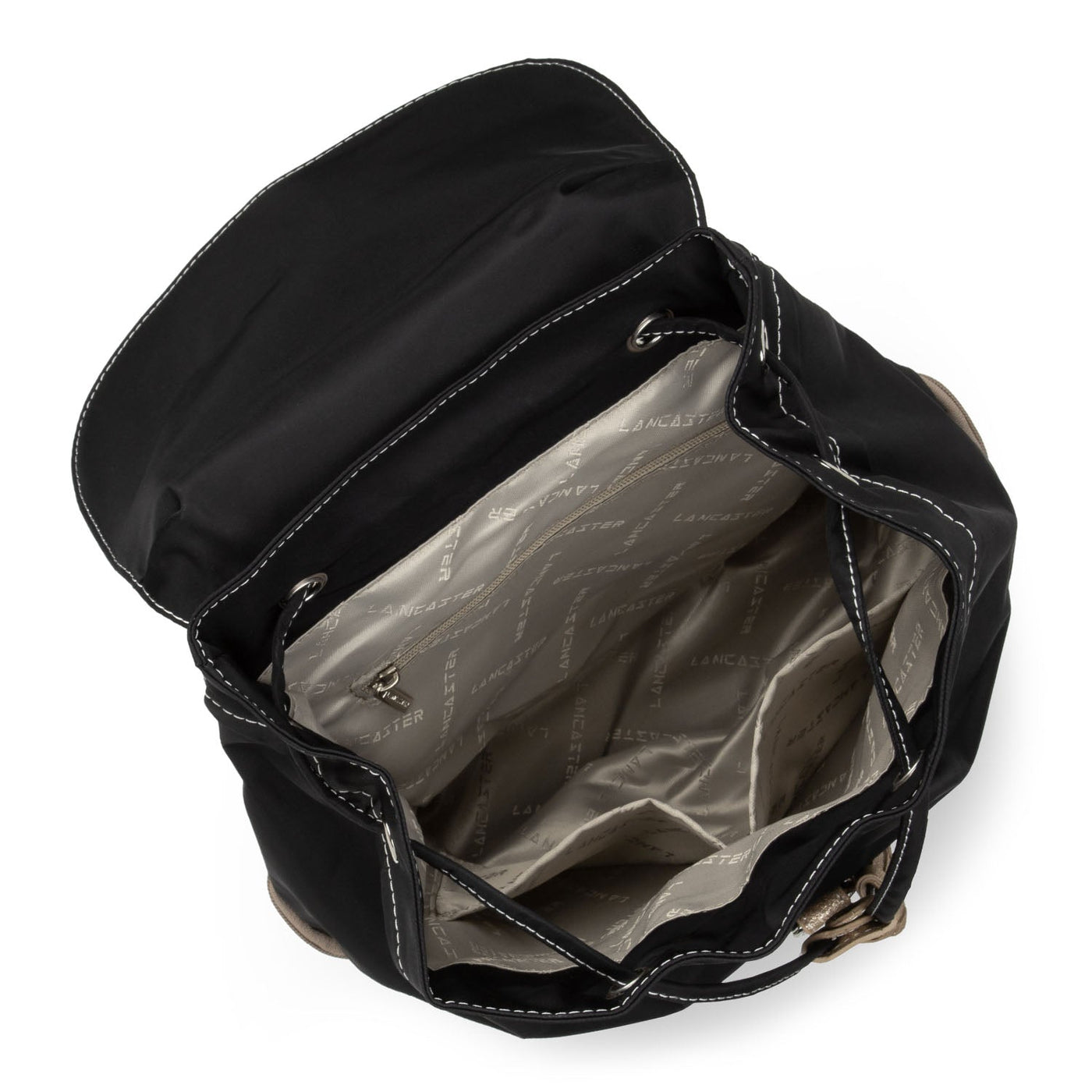 backpack - basic pompon #couleur_noir-galet-champagne