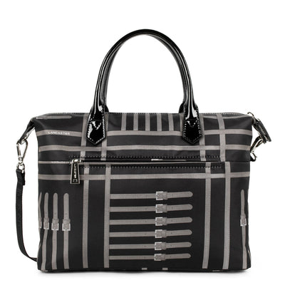 m handbag - basic verni #couleur_noir-taupe