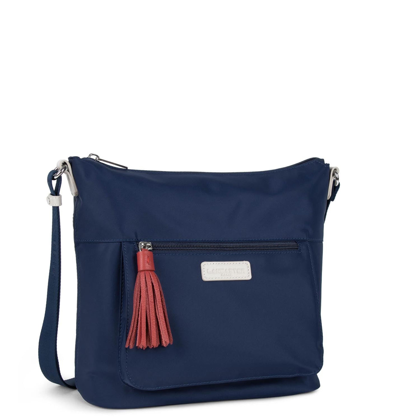 shoulder bag - basic pompon #couleur_bleu-fonc-beige-rouge