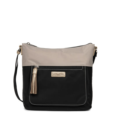 shoulder bag - basic pompon #couleur_noir-galet-champagne