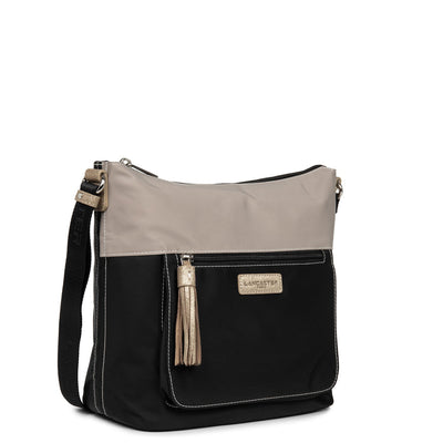 shoulder bag - basic pompon #couleur_noir-galet-champagne