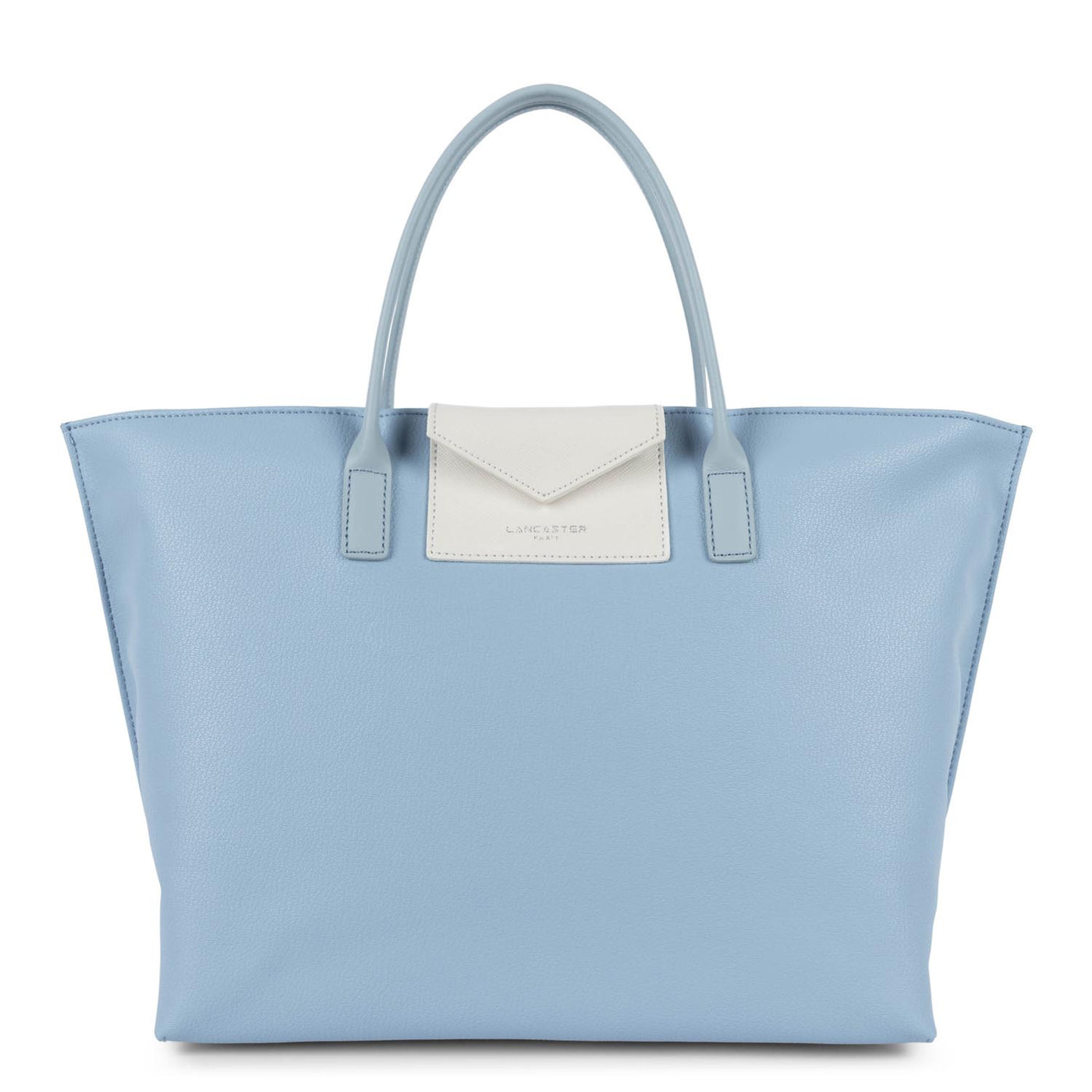 large tote bag - maya #couleur_bleu-ciel-ivoire-bleu-cendre