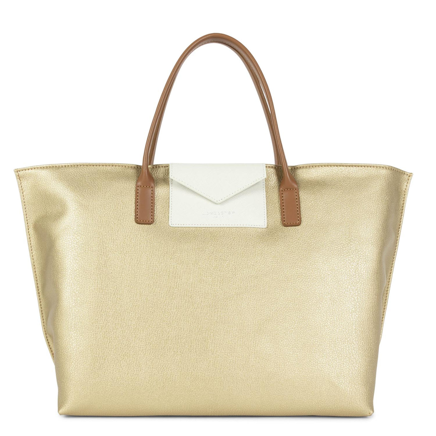 large tote bag - maya #couleur_or-mat-beige-camel