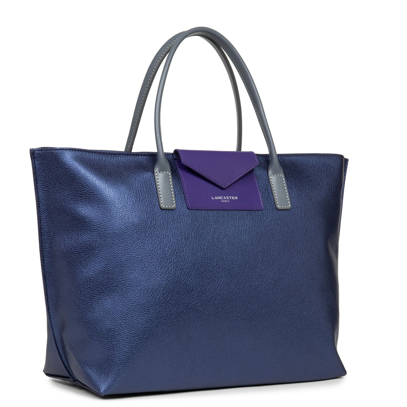 large tote bag - maya #couleur_saphir-violet-gris