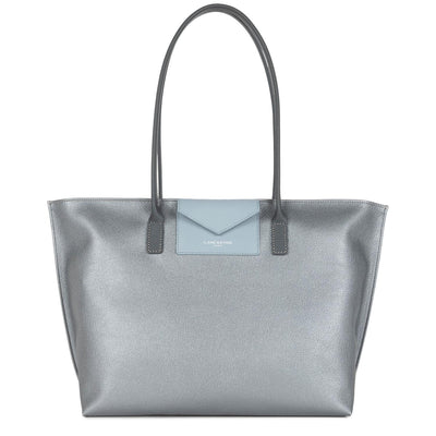 large tote bag - maya #couleur_argent-bleu-cendre-gris