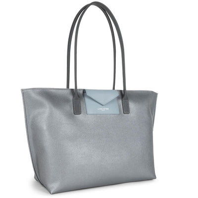 large tote bag - maya #couleur_argent-bleu-cendre-gris