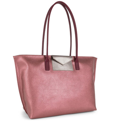 large tote bag - maya #couleur_grenat-or-rose-raisin