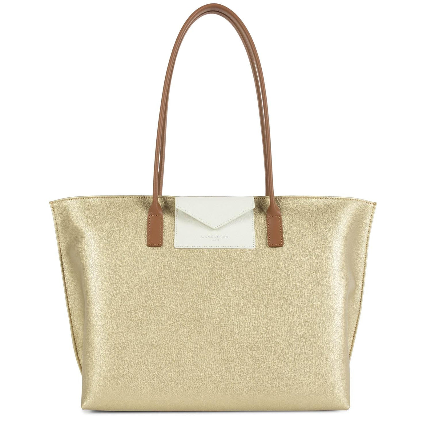 large tote bag - maya #couleur_or-mat-beige-camel