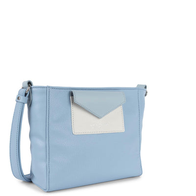 crossbody bag - maya #couleur_bleu-ciel-ivoire-bleu-cendre