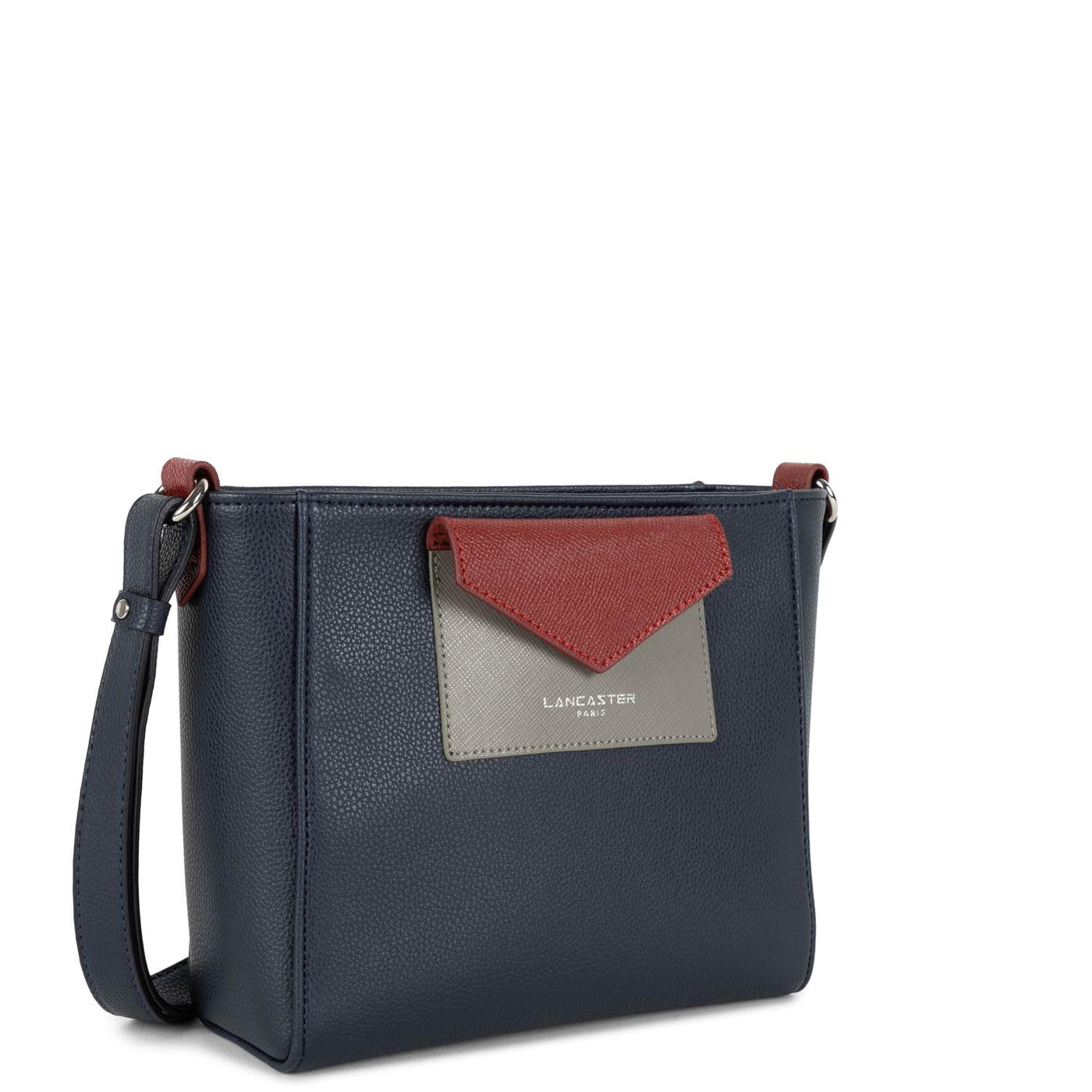 crossbody bag - maya #couleur_bleu-fonc-gris-chaud-carmin