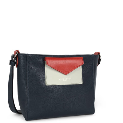 crossbody bag - maya #couleur_bleu-fonc-gris-clair-rouge