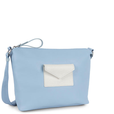 shoulder bag - maya #couleur_bleu-ciel-ivoire-bleu-cendre