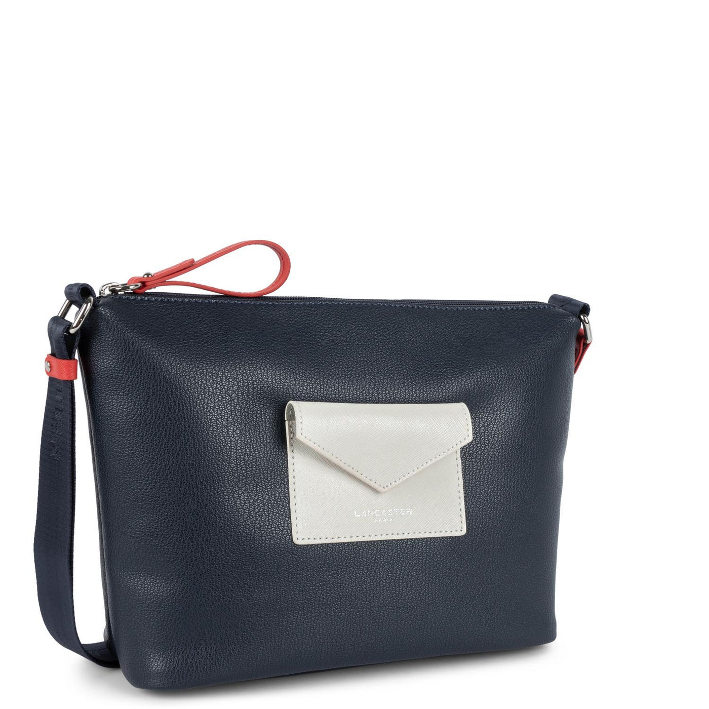 shoulder bag - maya #couleur_bleu-fonc-ivoire-corail