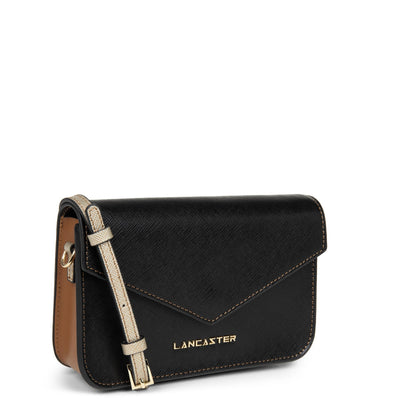 small crossbody bag - saffiano signature #couleur_noir-camel-champagne