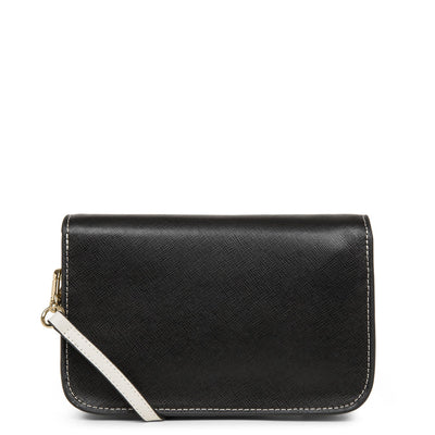 small crossbody bag - saffiano signature #couleur_noir-champagne-ivoire
