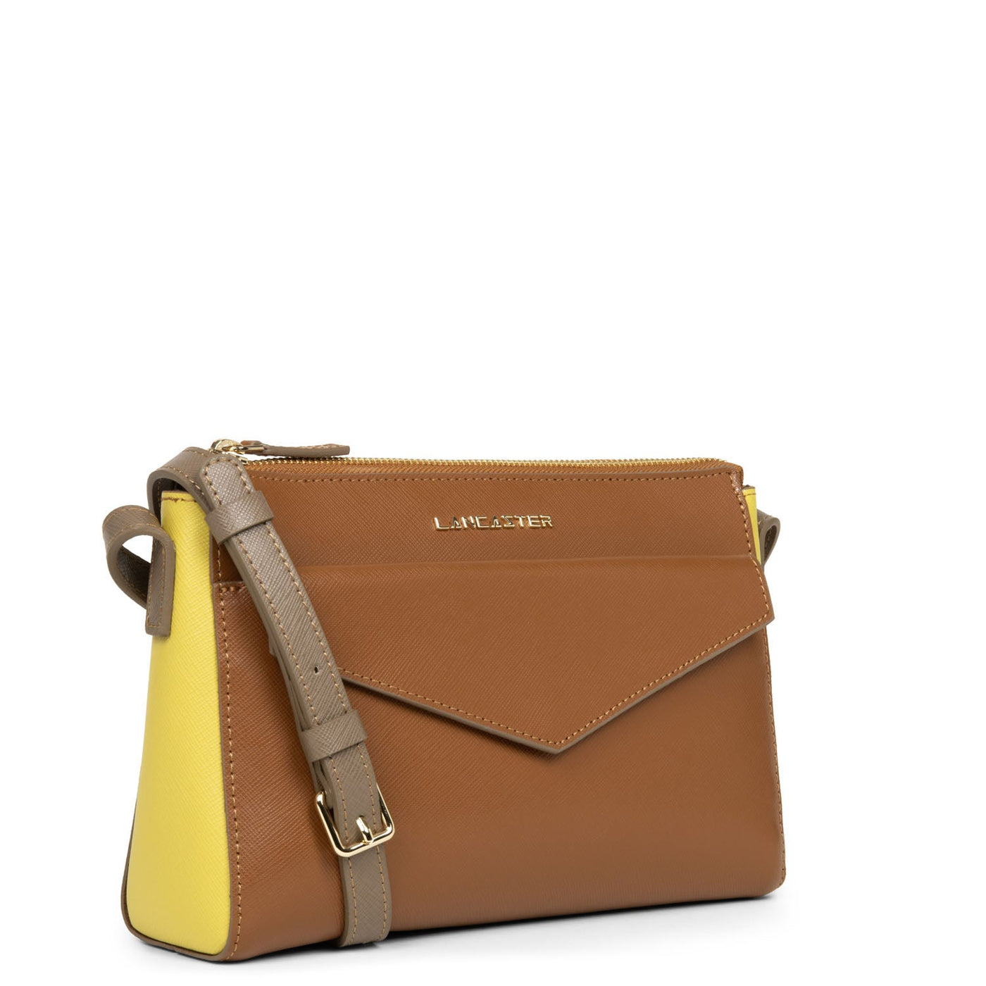crossbody bag - saffiano signature #couleur_camel-jaune-vison