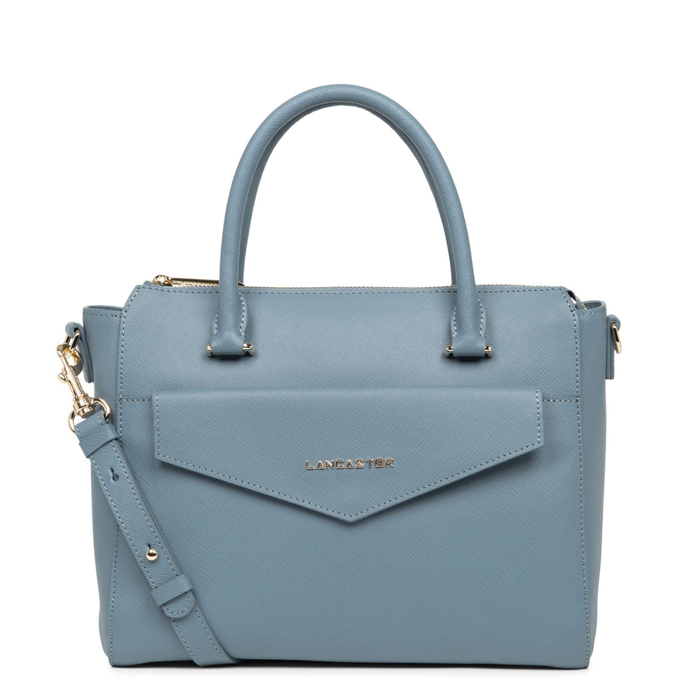handbag - saffiano signature #couleur_bleu-ardoise