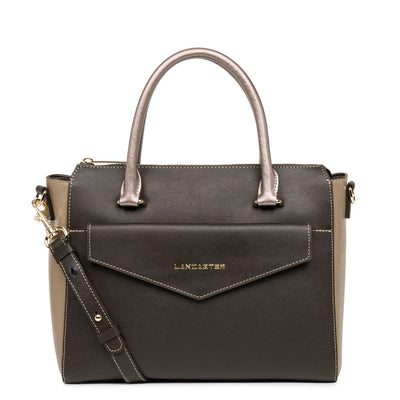 handbag - saffiano signature #couleur_caf-vison-or-rose