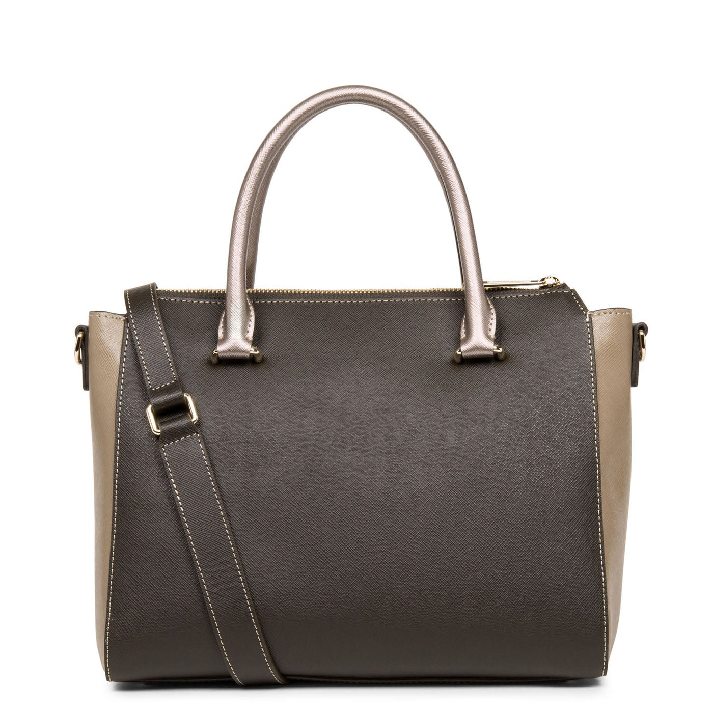 handbag - saffiano signature #couleur_caf-vison-or-rose