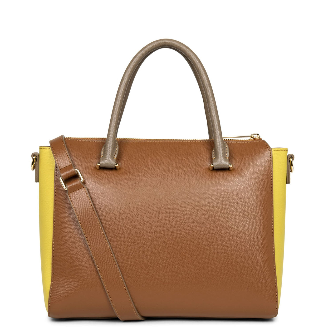 handbag - saffiano signature #couleur_camel-jaune-vison