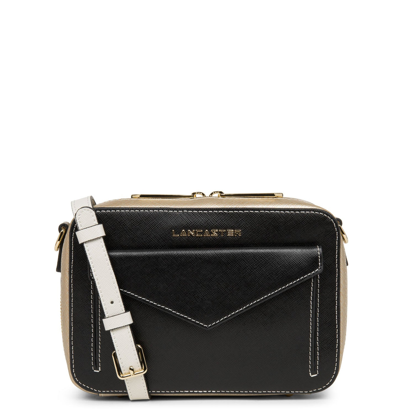 crossbody bag - saffiano signature #couleur_noir-champagne-ivoire