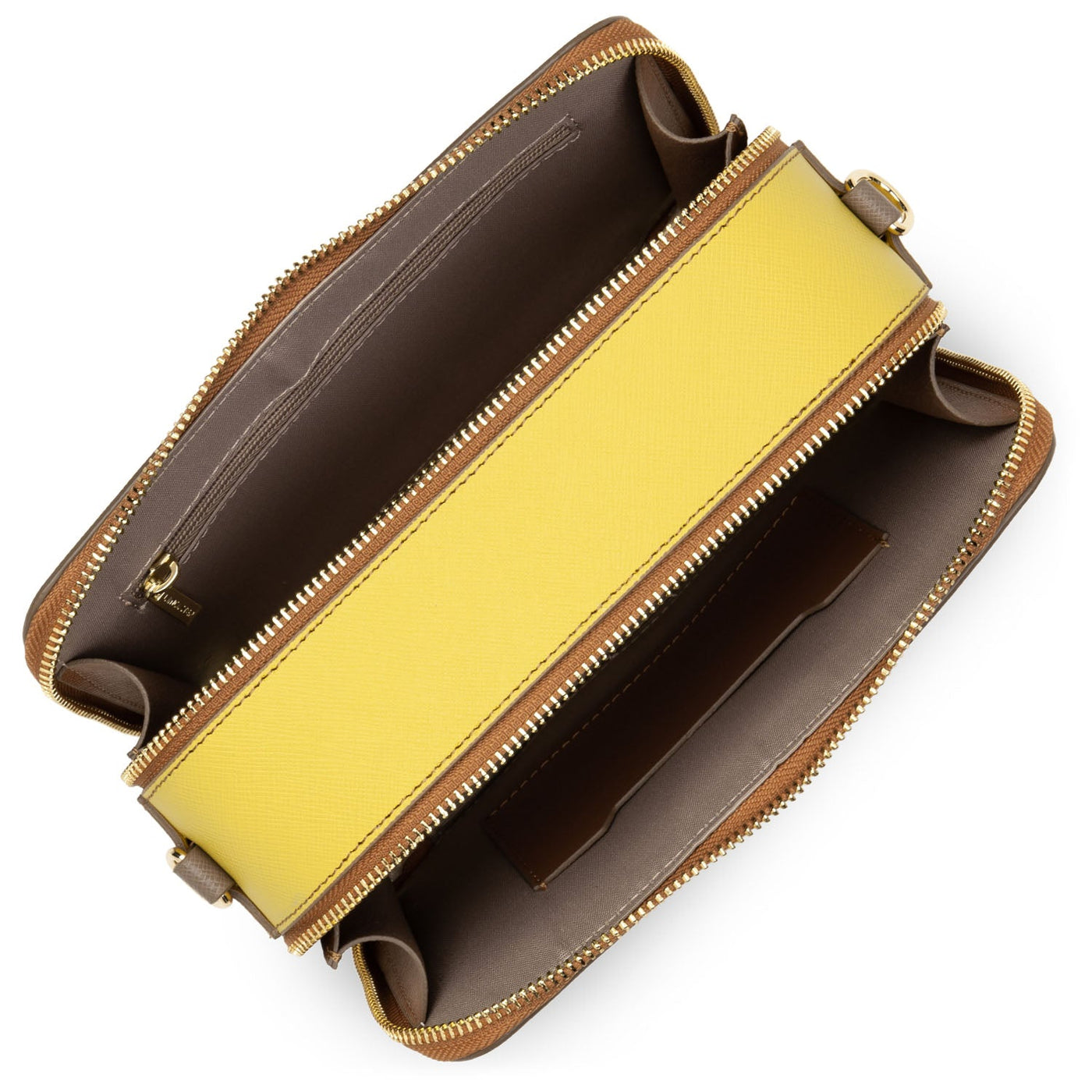crossbody bag - saffiano signature #couleur_camel-jaune-vison