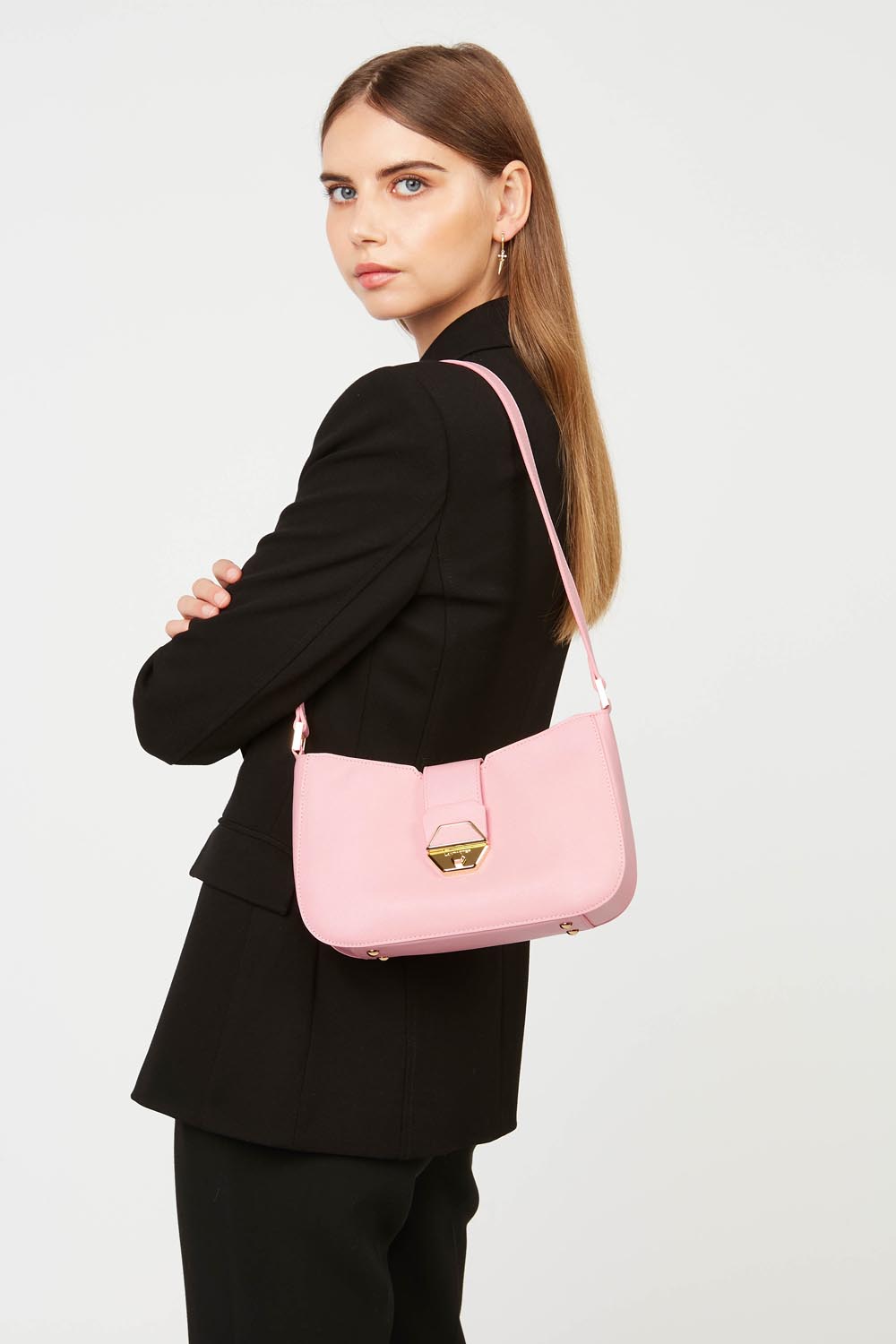 Sac baguette rose hot sale