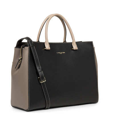 tote bag - smooth or #couleur_noir-taupe-nude-fonce