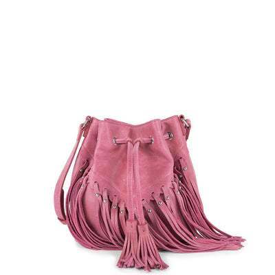 bucket bag - country fringe #couleur_fuxia