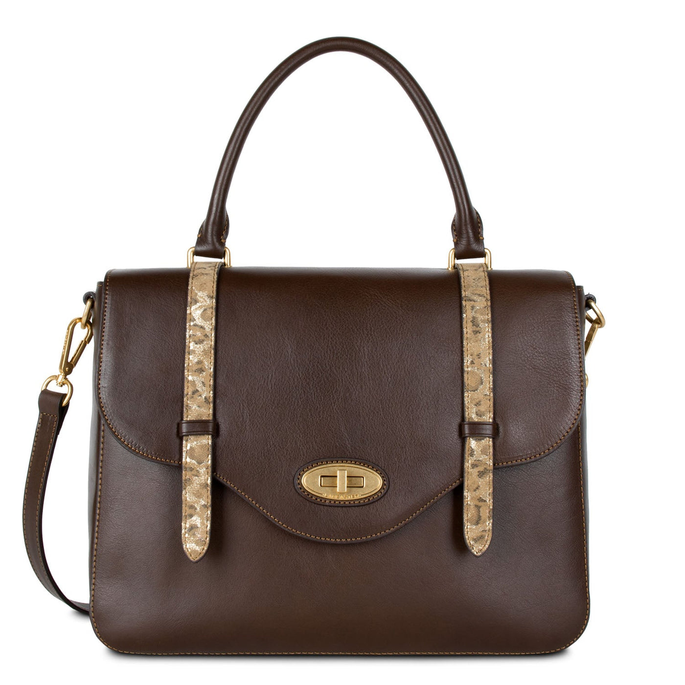 large handbag - légende #couleur_marron-python